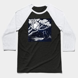 Cat and Moon Baseball T-Shirt